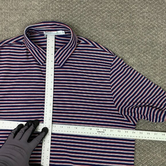 Criquet Polo Shirt Men's XL Blue Red White Stripe Striped Golf Stretch - Picture 6 of 8